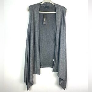 New Michael Stars Small Grey Draped Blanket Vest Birdseye Boho Lagenlook Layer